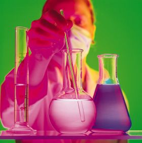 Picture of Chemist with glass flasks