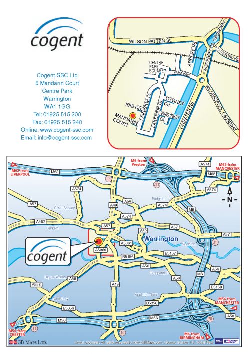 Map to Cogent Warrington